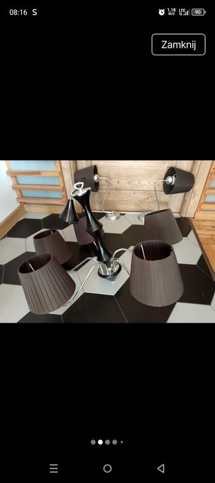 Żyrandol 5Ramion abażury plus dwa kinkiety
