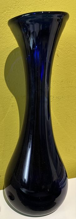 Wazon vintage  szklany niebieski 41 cm
