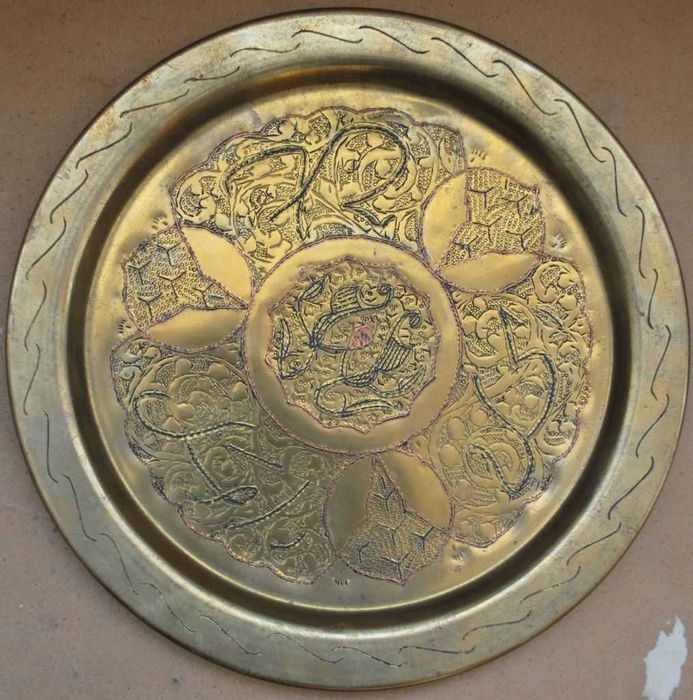 Старовинний товстий піднос бронза подарунок на бронзове весілля