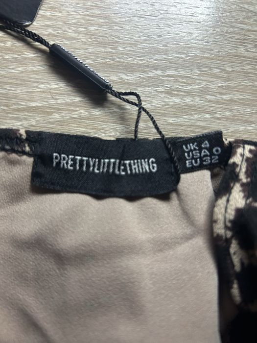 Коричневий укорочений топ з леопардовим принтом