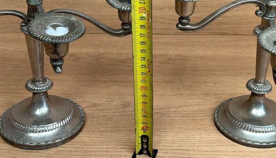 Candelabro, castiçais (par), castiçais veleiros de 5 luzes antigos em metal