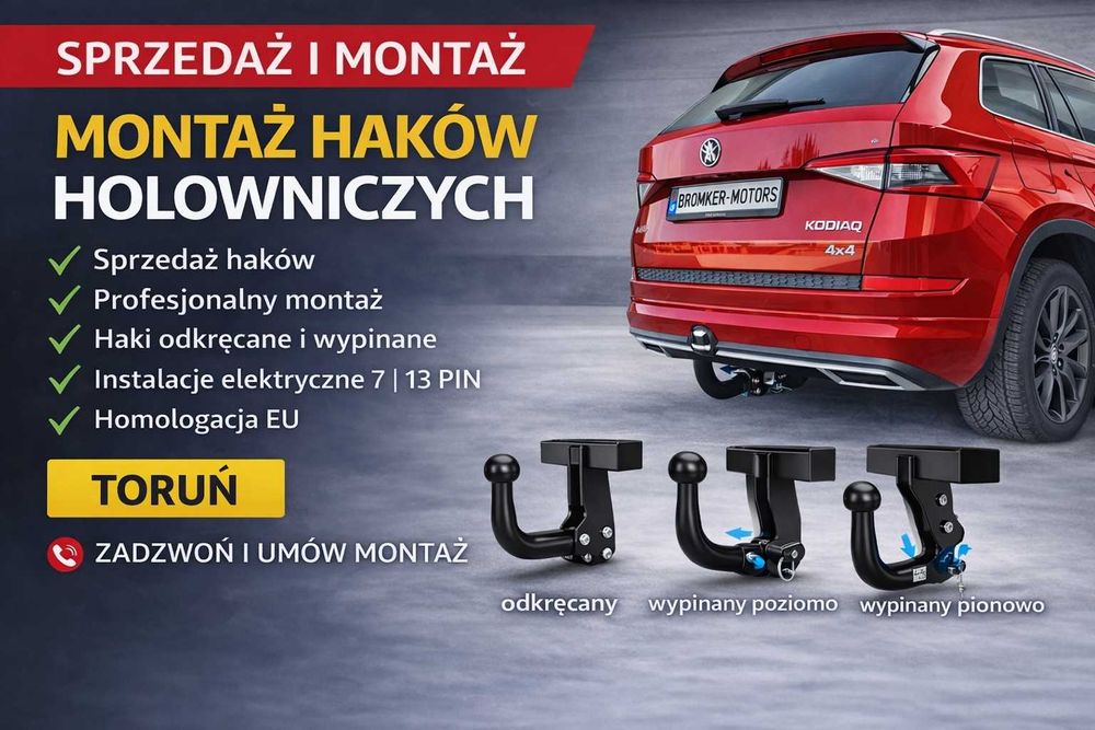 Haki holownicze – sprzedaż i montaż | Instalacja 7 i 13 PIN | Toruń