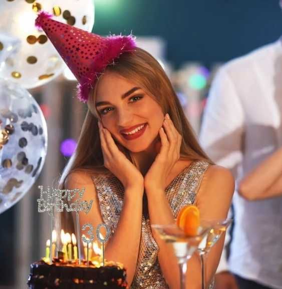 Topper na tort 30 urodziny srebrny kryształki Happy Birthday NOWY