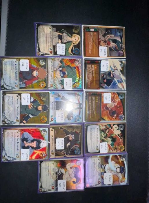 Cartas Naruto CCG da Bandai, variedade de cartas vintage e antigas