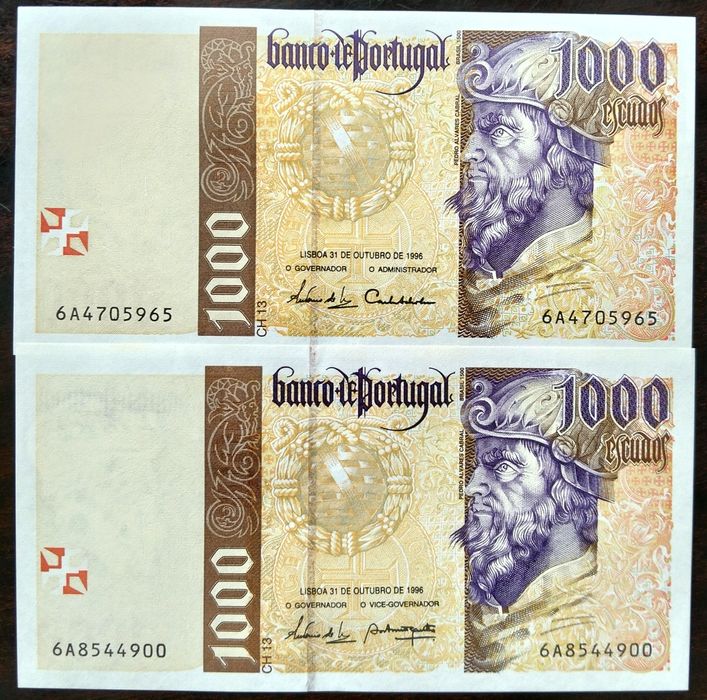 Lote 9 Notas 1000$ Pedro Álvares Cabral Estado Novas UNCs