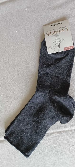 CALZEDONIA skarpetki damskie 39-41, L/XL, z kaszmirem, kolor grafitowy,  NOWE Z METKĄ
