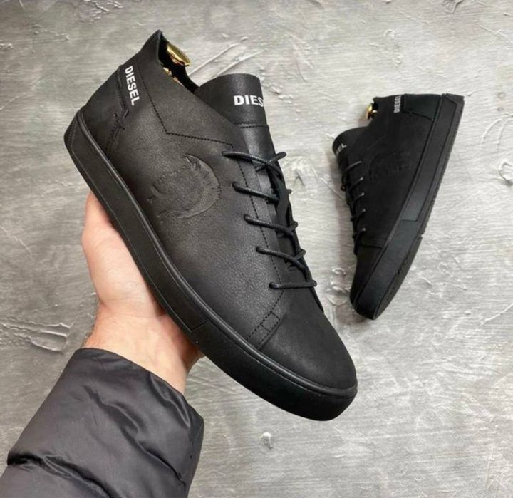 мужские кожаные кеды Diesel Pirate Black