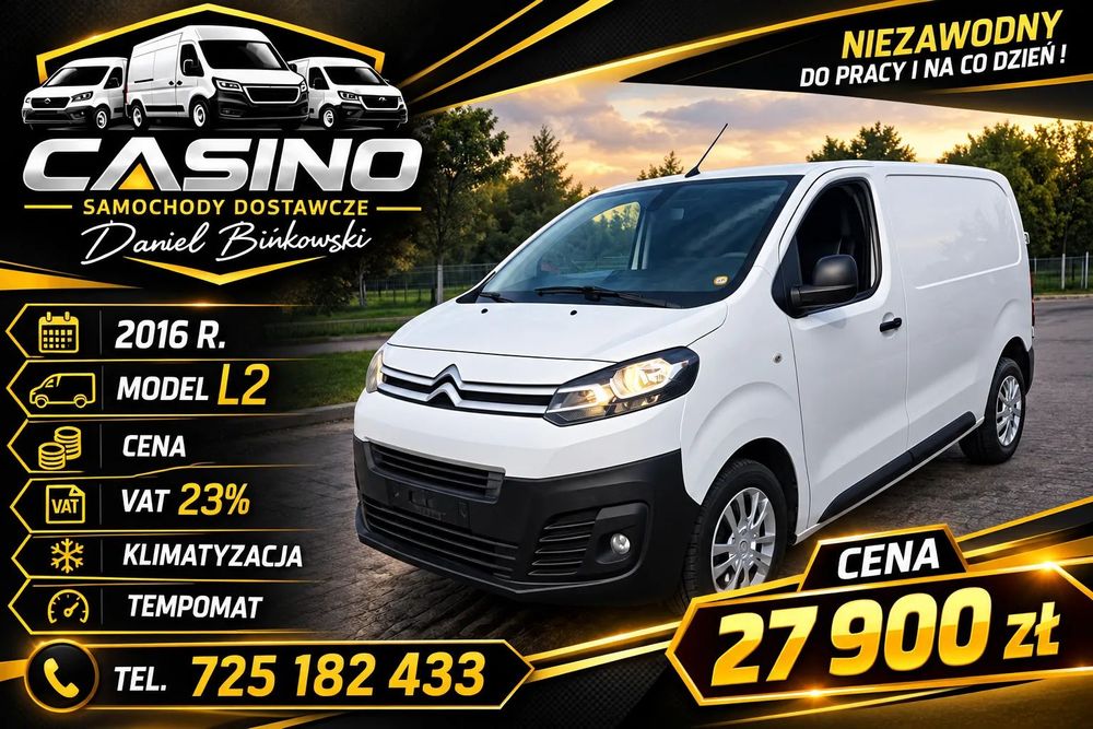 Citroën Jumpy peugeot expert toyota proace 2,0 klima 2016 rok Model l2 średniak  Citroen jumpy 2,0 klimatyzacja tempomat navigacja 2016 rok trafic