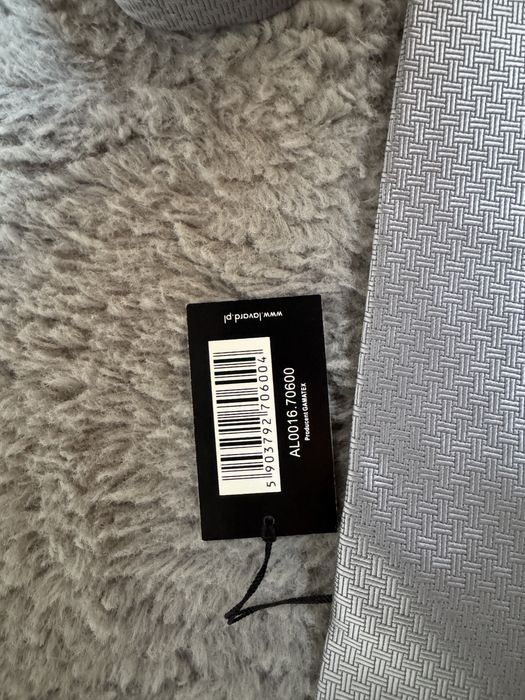 Krawat srebrny LaVard nowy srebrny w linie