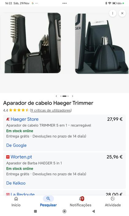 Máquina de cortar cobelo. Corpo e barba 5em 1
Trimer aparador multifun