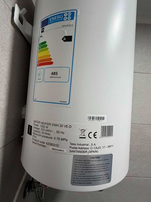 Termuacumulador Teka 30 litros