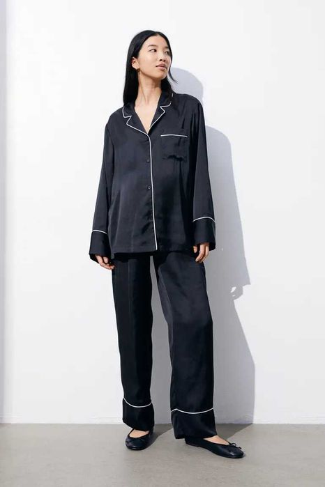 H&M MAMA Piżama z koszulą i spodniami rozmiar L  Piżama ciążowa