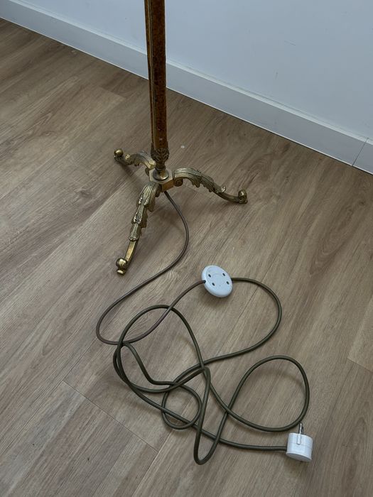 Lampa podłogowa retro z mosiądzu