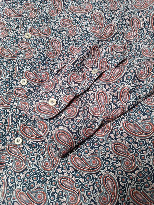 Wzorzysta koszula długi rękaw kołnierzyk guziki 'Rosso Malaspino' 41