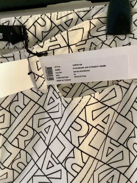 Karl Lagerfeld jeansy logowane, biale/czarne logo, rozmiar 29