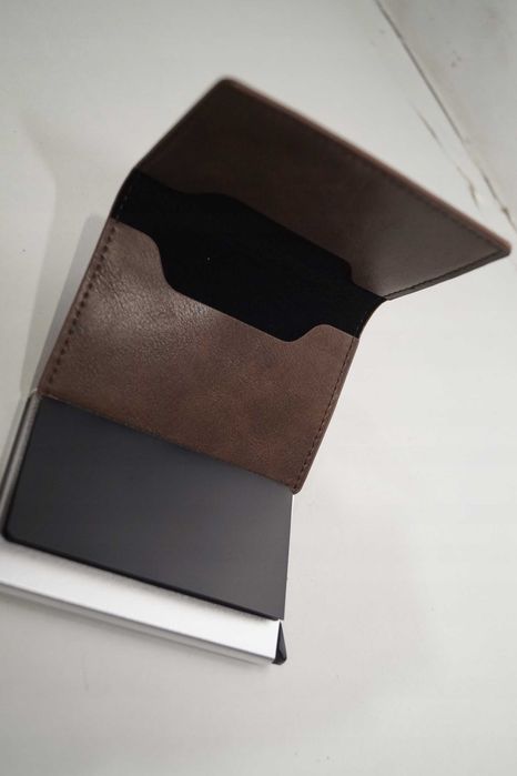 Portfel męski etui RFID na karty kawowy na karty banknoty ekoskóra