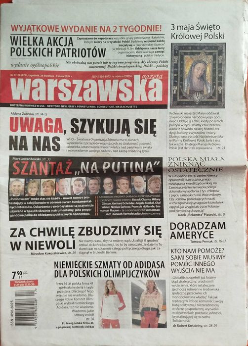 Gazeta warszawska nr 17-18, 26 kwietnia - 9 maja 2024
