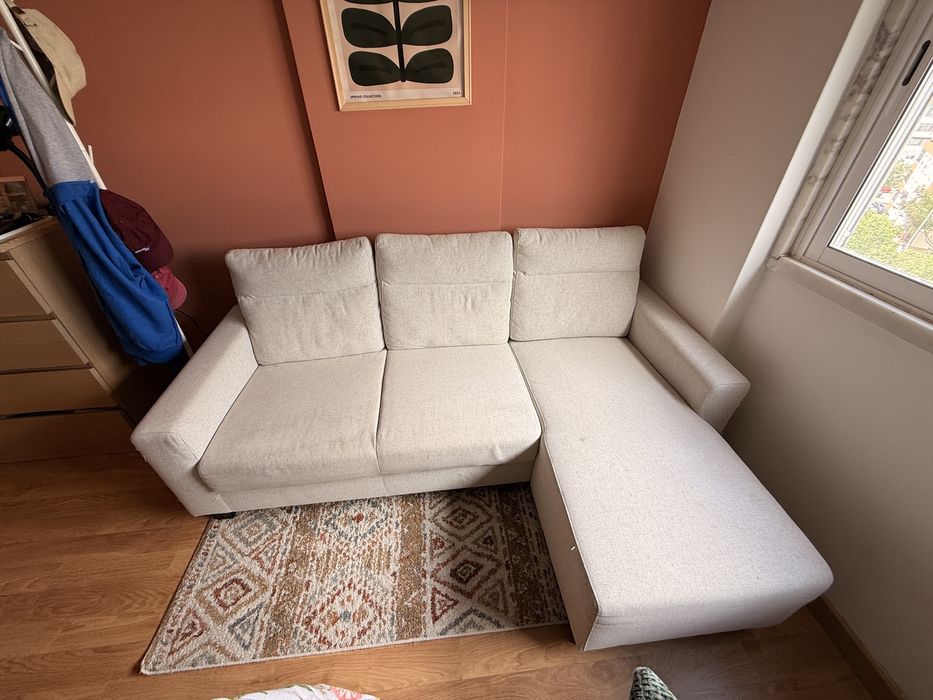 Sofá ikea bege chaise longue