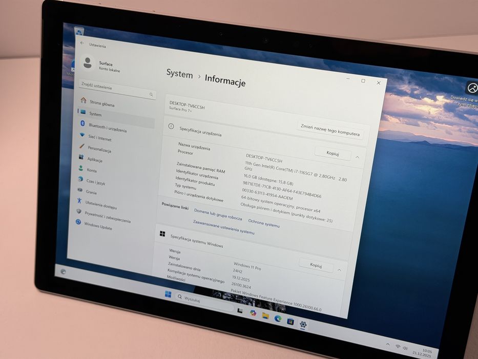 Microsoft Surface Pro 7+ (1960) - i7/16GB/256GB - faktura VAT 23%
