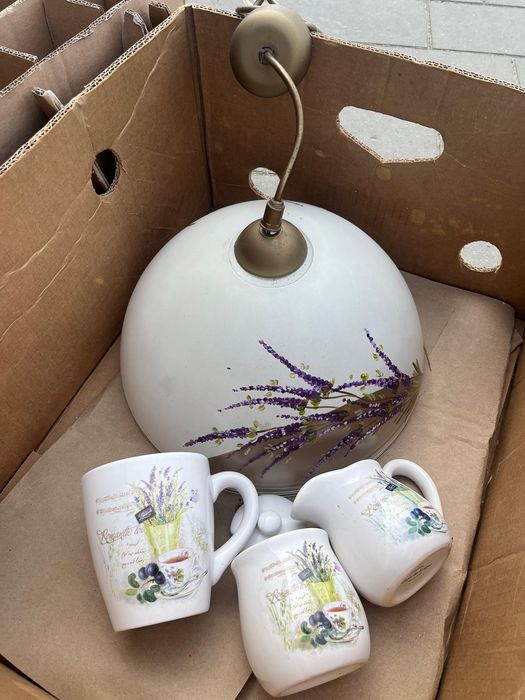 Lawenda Żyrandol i zestaw kawowy w lawendę