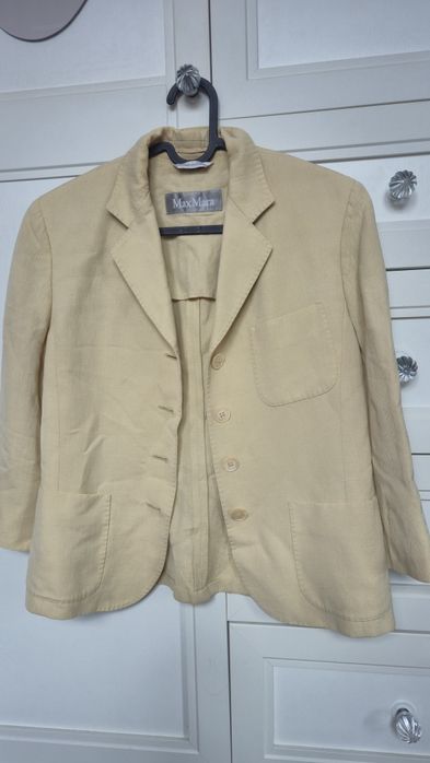 Max Mara marynarka lniana len roz S  36 nude beż
