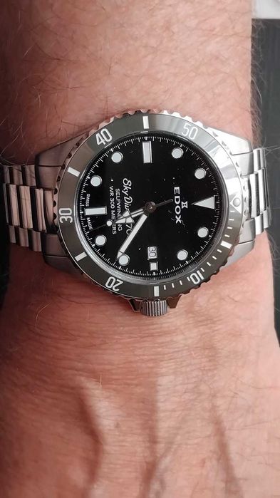 Акція!Новий Edox Skydiver 70s Black Dial Automatic Divers 801153VMNN 80115 3VM NN