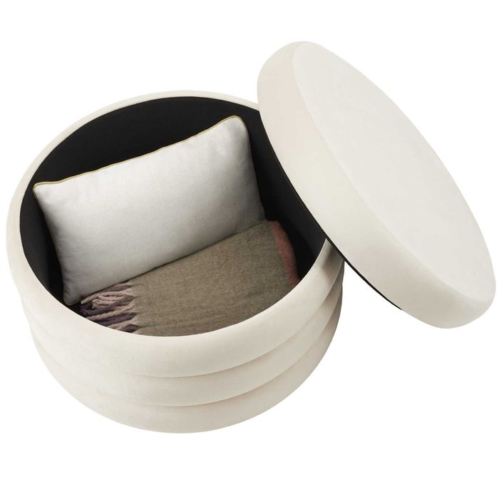 Stołek z miejscem do przechowywania AltuXL aksamit kremowo-białyOUTLET