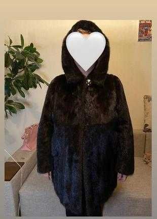 Норкова шуба великого розміру коричнева.Норковая шуба большого размера