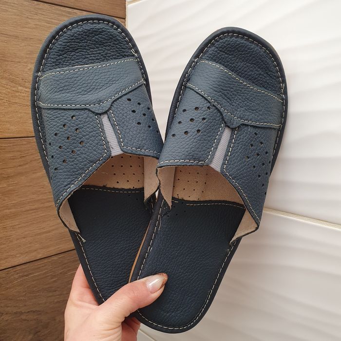 Kapcie laczki pantofle męskie skóra naturalna góralskie skórzane 42