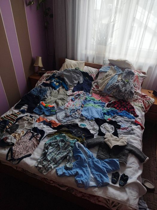 Mega Paka 40szt ubranek wyprawka 74-86 pajacyki body spodenki kurtka