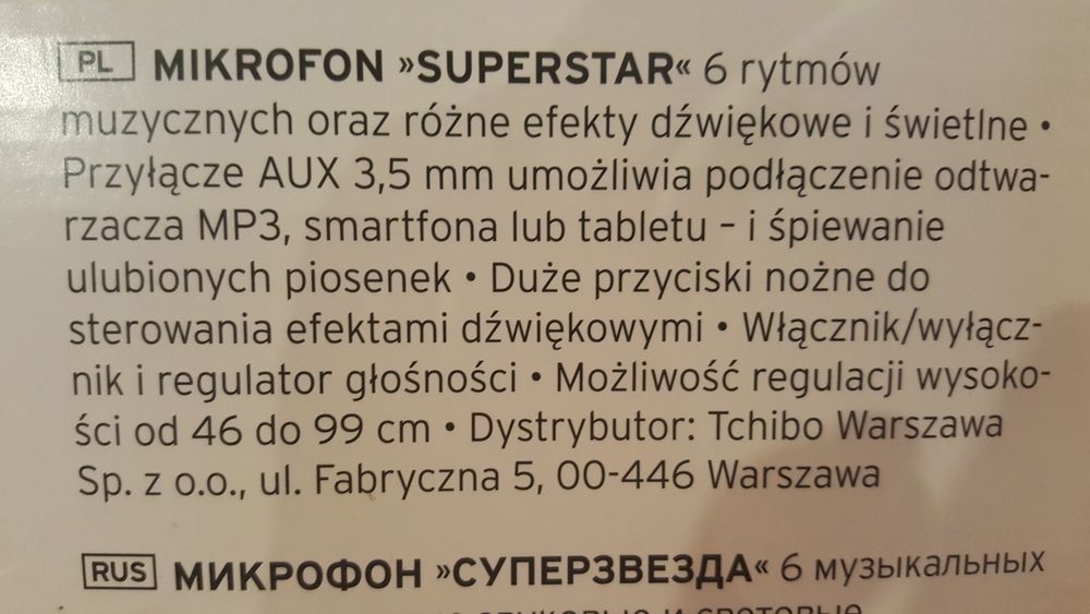 Mikrofon TCHIBO superstar jak nowy