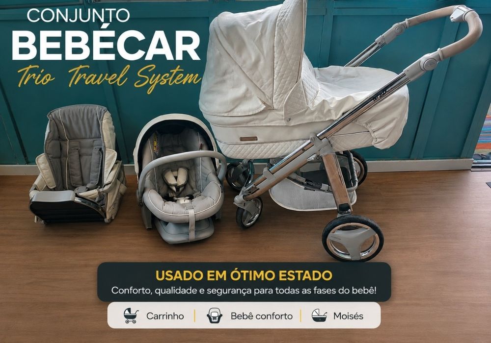 Bebécar Trio Travel System 3 em 1 Completo - Excelente Estado + Manual