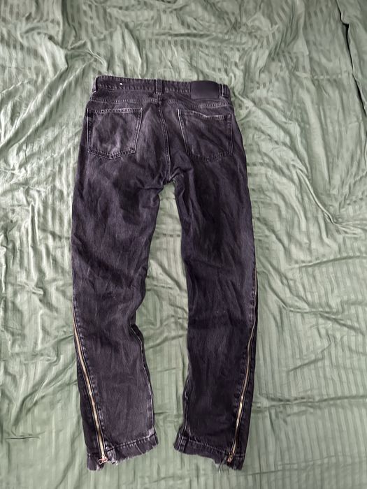 zara zip flared black pants jeans XL