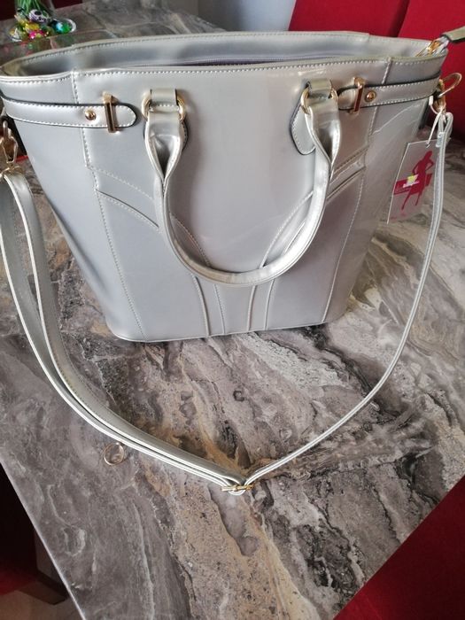 Torebka duża srebrna damska