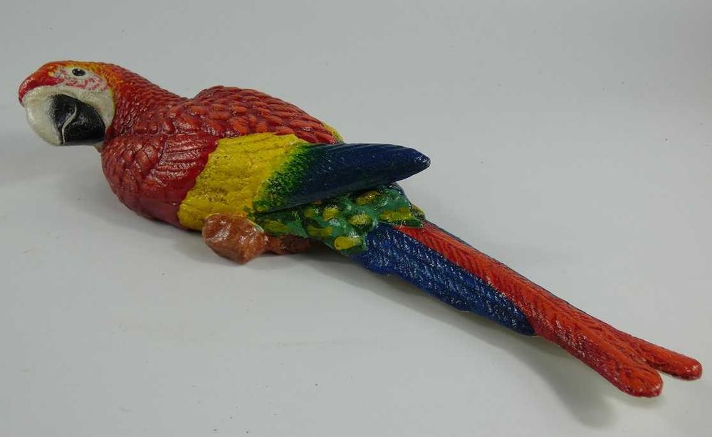 Żeliwna czerwona PAPUGA do powieszenia figura rzeźba ogród taras 35 cm