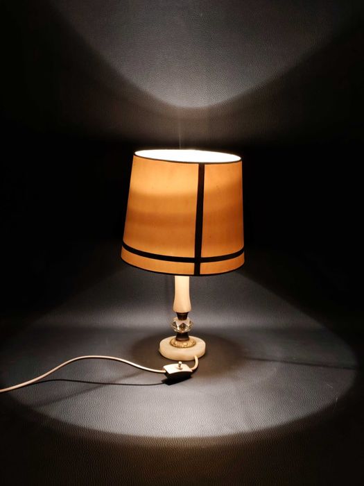 Lampa Stołowa Alabaster Mosiądz