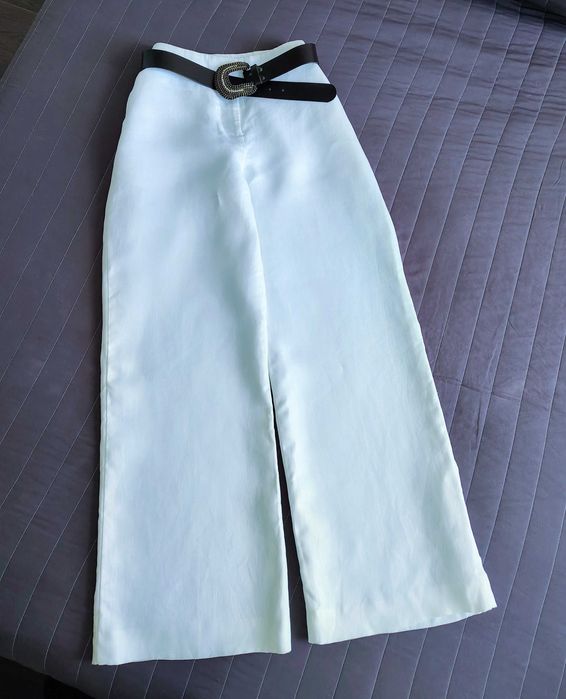 Лляні прямі брюки кюлоти (100% льон)