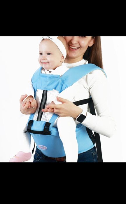 Marsúpio azul ou rosa para transporte de bebé e criança