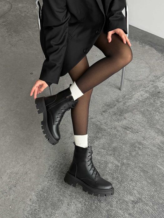 Зимові шкіряні черевики ботінки зимние кожаные ботинки берці 36р-23см