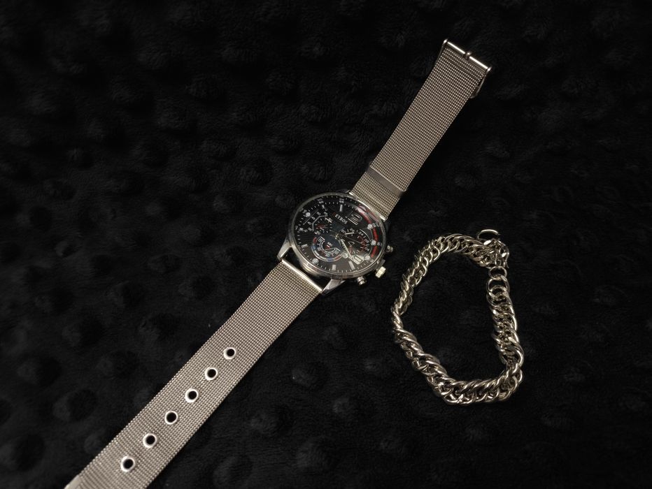 Srebrny zegarek+ bransoletka