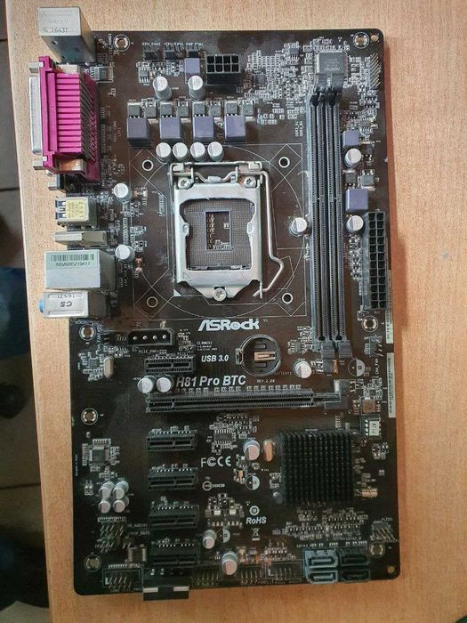Материнская плата s1150 ASRock H81 pro BTC нерабочая.