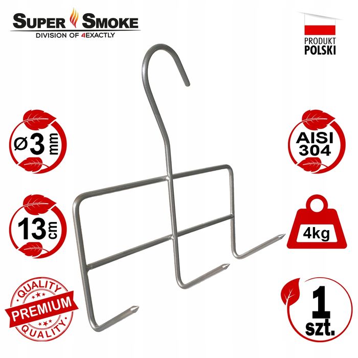 Hak Wędzarniczy Super Smoke do boczku i słoniny 3mm Premium 13cm