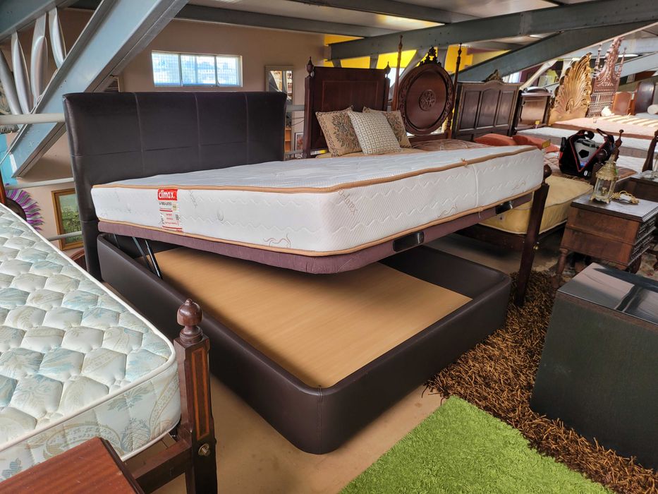 Double bed base with storage, headboard, and mattress – Complete set64409328522753120