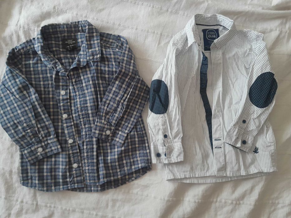 Elegancka Koszula 92, 2 szt. H&m i cool club, biała elegancka i w kratę