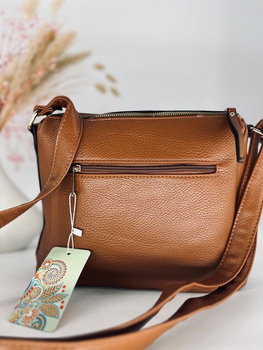 Nowa torebka damska listonoszka 3 przegródki brązowa Marco CONTTI