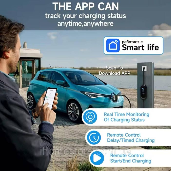 Зарядний пристрій для електромобіля Afyeev (WI-FI) Type 2, 16А, 3.6кВт