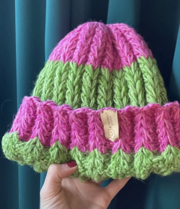 Chunky czapka beanie recznie robiona 100% wełna