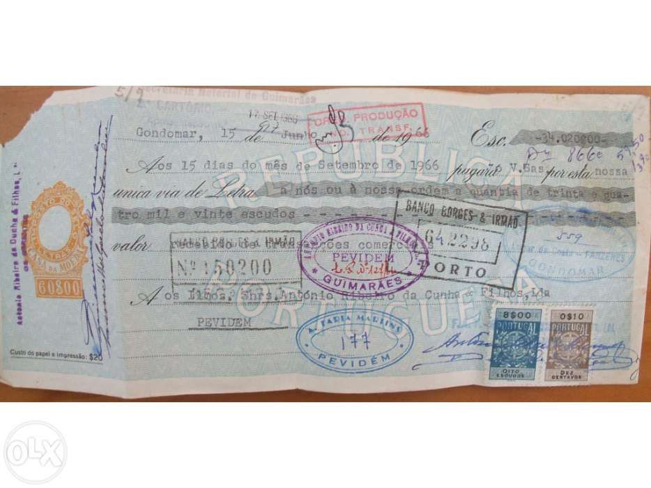 Letras e Cheques Antigos