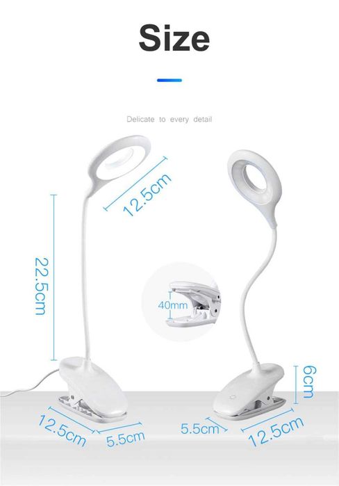 Cветодиодная лампа с аккумулятором и зажимом