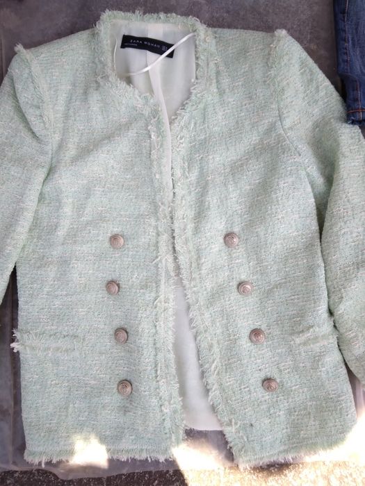 Blazer em tecido verde alface  tamanho S